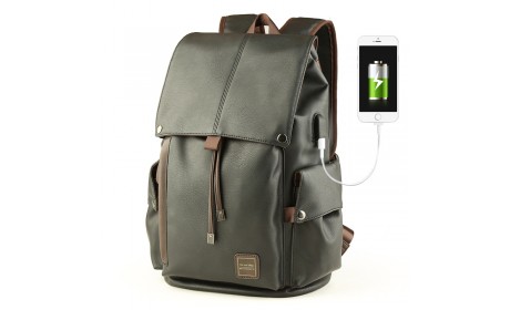 Fashion leather men's travel bag backpack