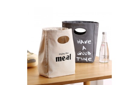 Eco-friendly Portable Canvas Custom Insulated Lunch Bag Handbag