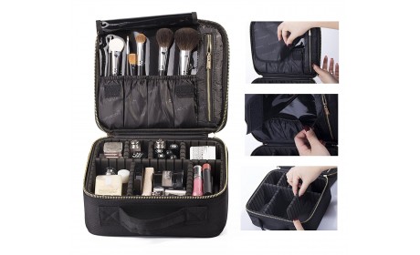 Wholesale Custom Black Travel Cosmetic Makeup Artist Organizer EVA Case with Adjustable Dividers