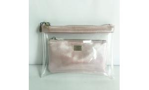 Hot sales pu metalic clear plastic TPU pvc see throught waterproof transparent cosmetic bag set