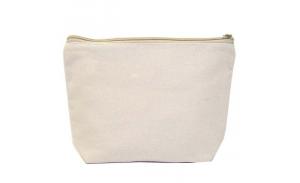 Wholesale Customized White Cotton Canvas Zipper Pouch, Cosmetic Makeup Bag