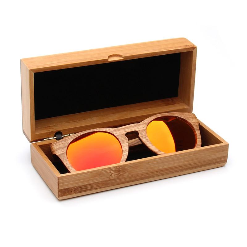 Cool custom your brand logo natural bamboo sun glasses case