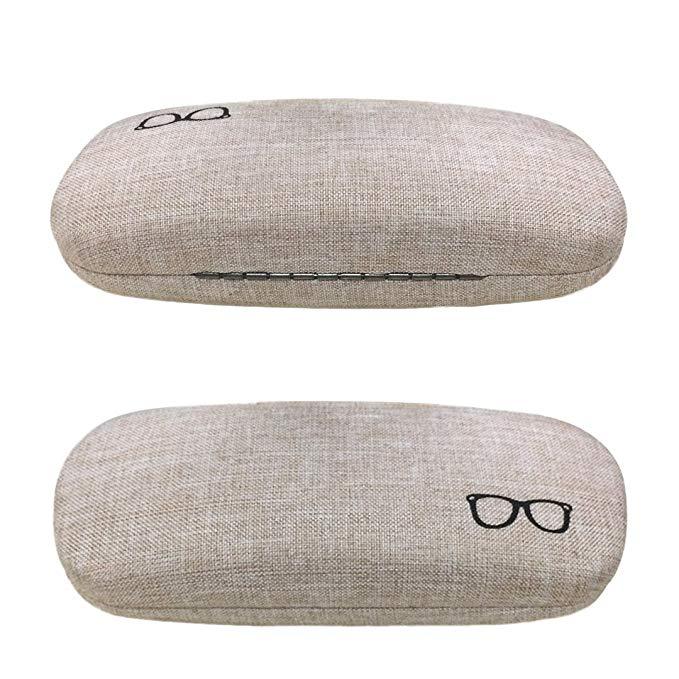 Hard Shell Glasses Case,Linen Fabric Case for Eyeglasses and Sunglasses 4 colors