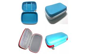 Light blue hard shell waterproof custom made EVA cosmetic bag and case