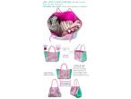 2019 New Design Women Pink Large Neoprene Beach Bag Tote with Inner Zipper Pocket and Movable Board