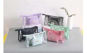 2020 New Fashion Cosmetic Bags Waterproof Neceser Portable Make Up Bag 3pcs Set Clear PVC Pouch Travel Toiletry Bag