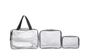 Fashionable candy-color clear tote cosmetic transparent zipper pvc bag