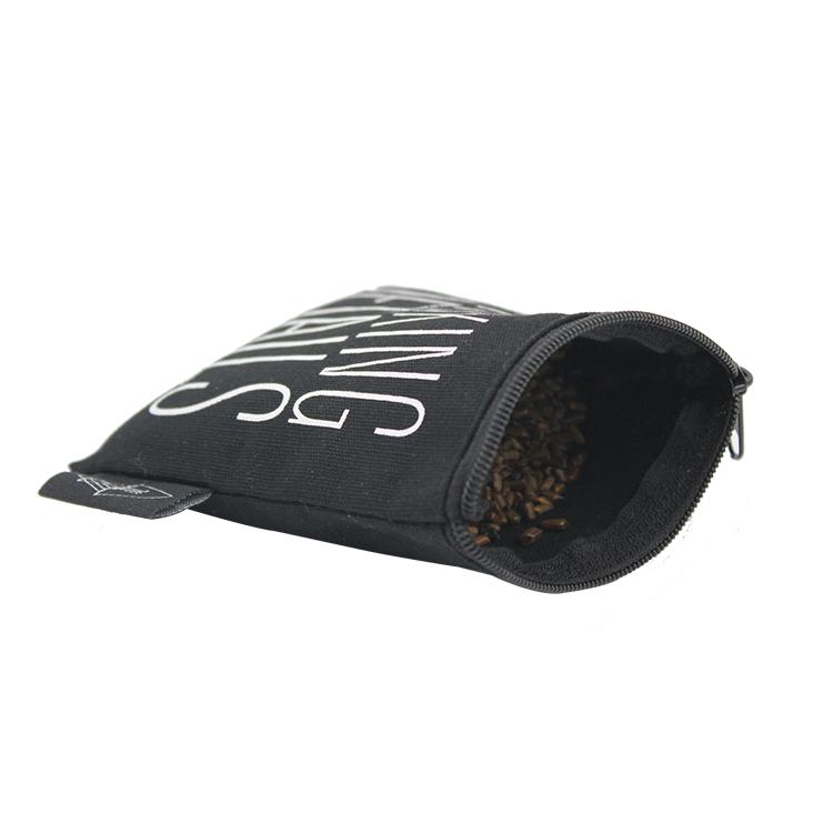 Wholesale Custom logo printed small black cotton canvas zipper travel pouch cosmetic bag ...