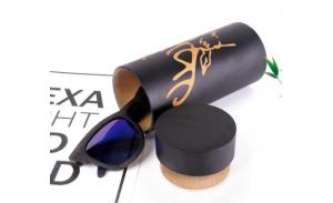 High quality cylindrical original wooden sun glasses case custom logo eyewear box bamboo sunglasses case