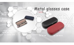 wholesale custom logo printed red folding eyeglasses case sunglasses metal leather eyeglasses case