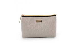 wholesale fashion small python skin leather makeup cosmetic bag with wrist strap