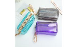 Women PVC Clear Custom Cosmetic Bag Plastic Transparent Travel Glitter Makeup Bag