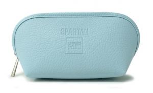 promotional cheap embossed logo blue durable pu leather pouch brush cosmetic bag