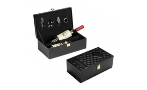Leather Wine Box Set Travel Case For Standard Wine Bottle And Serving Accessories