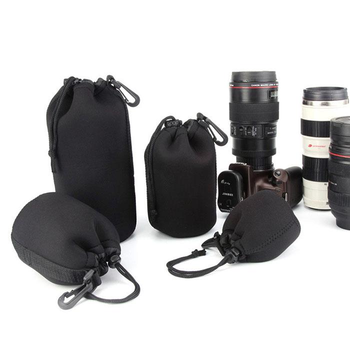 4 Sizes a Set Camera Lenses Protecter Storing Neoprene Drawstring Bag Kit