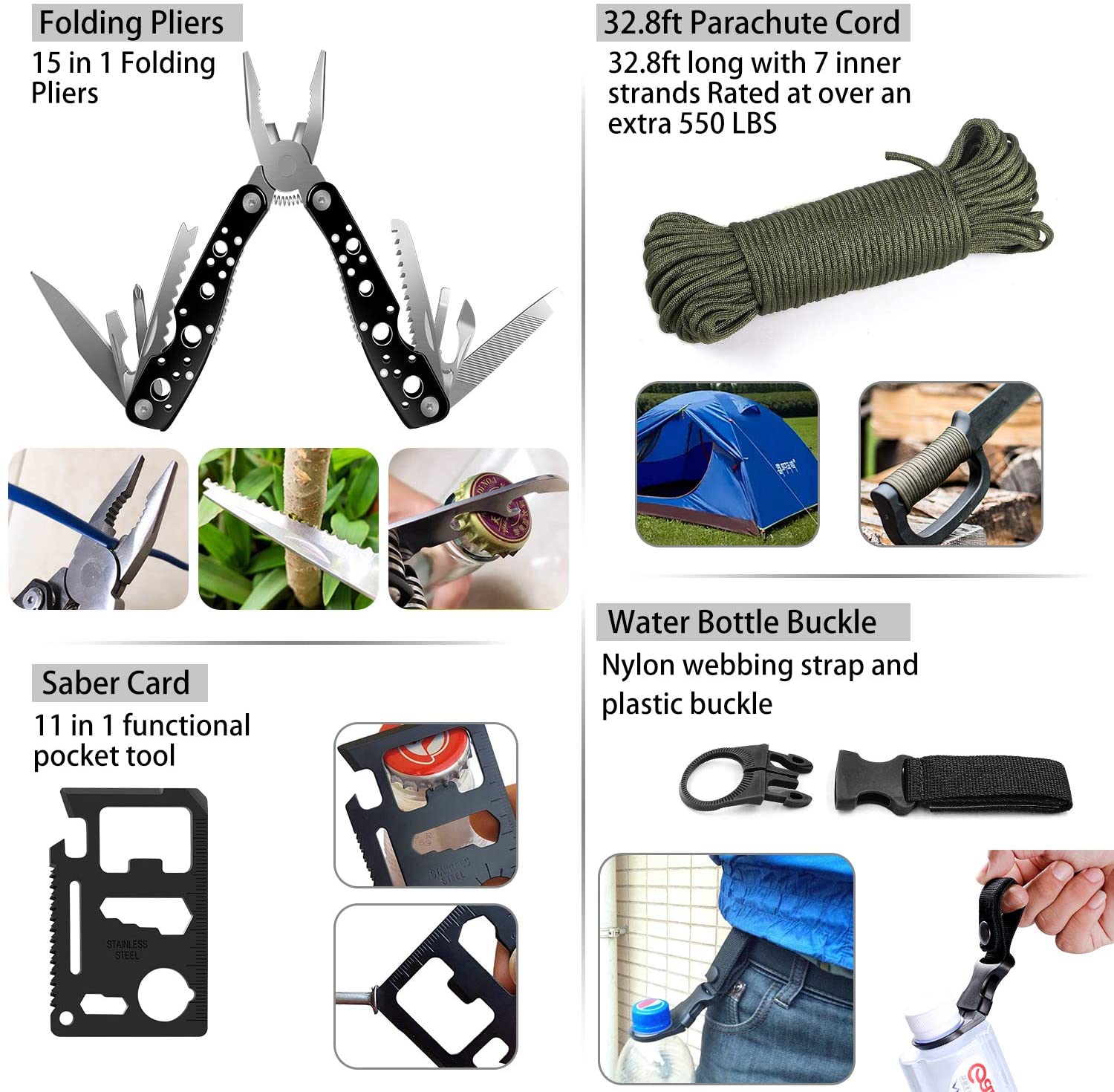 Emergency Molle Tactical Military SOS 302 in 1 Professional Survival Gear Tool First Aid Kit